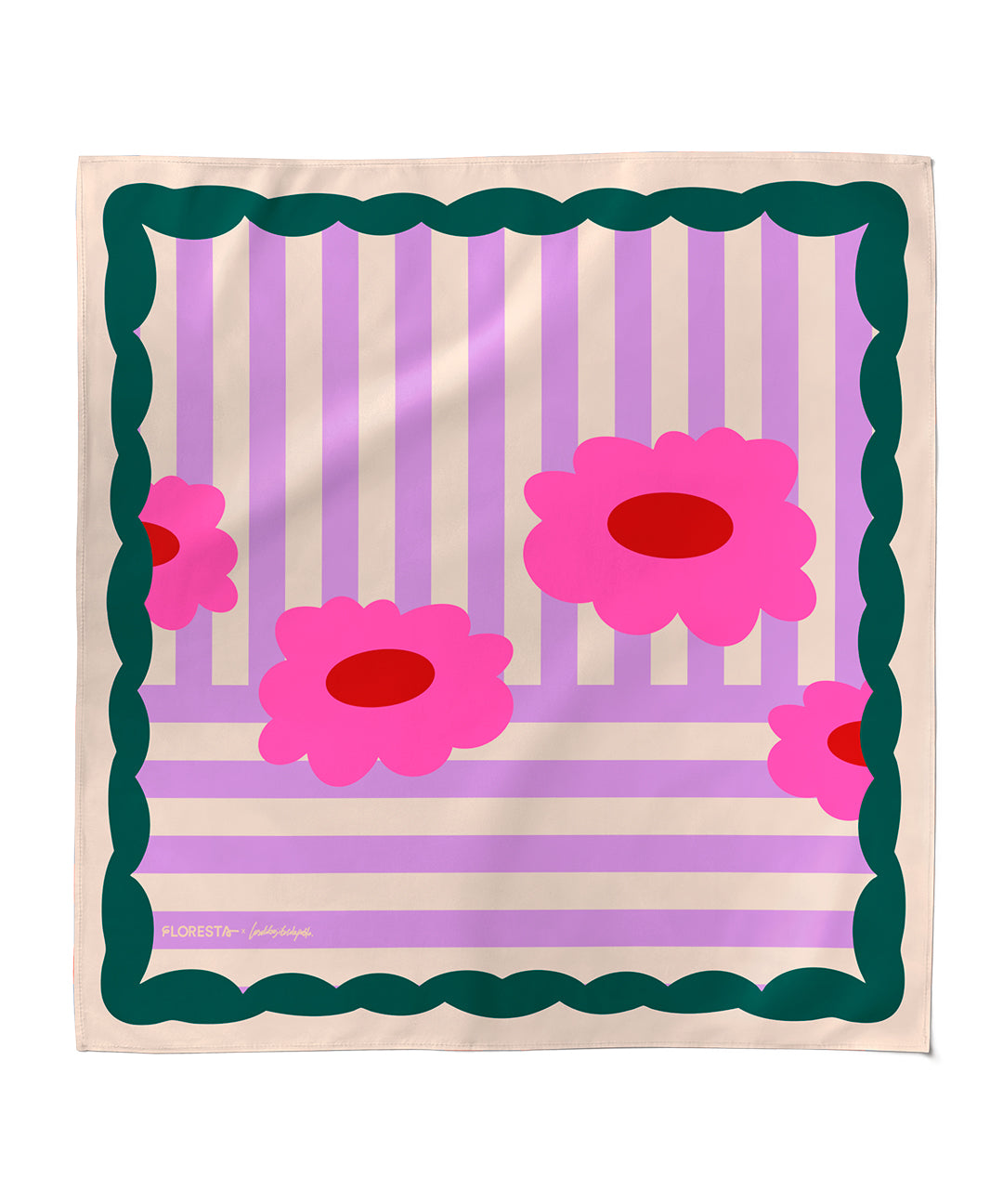 Pañuelo diseño colorido flores y rallas